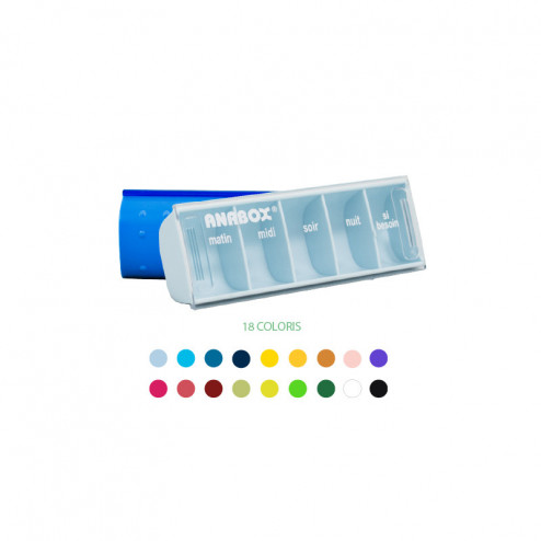 Les différentes couleurs des piluliers journaliers anabox