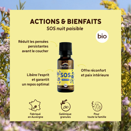 Granules SOS Secours Nuit paisible aux Fleurs de Bach actions et bienfaits