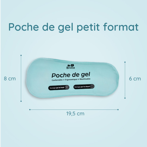Poches de gel Ergonomique Bain dérivatif Petit Format dimensions format