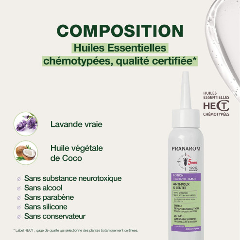 Aromapoux Lotion traitante flash composition