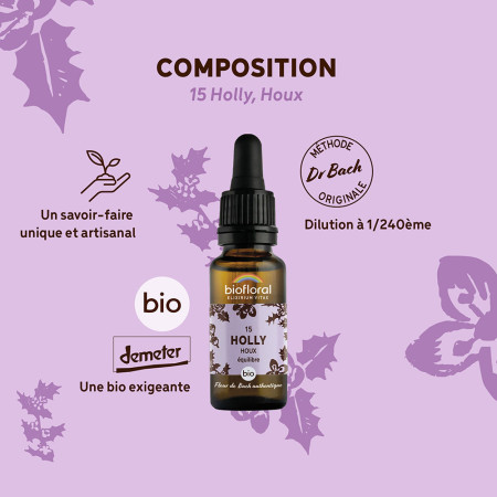 Fleurs de Bach n°15 - Houx/Holly Bio