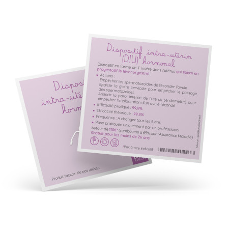diu hormonal de démonstration avec fiche explicative verso