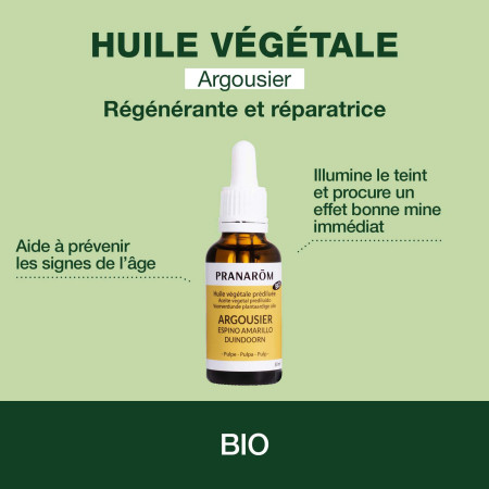 Huile végétale Argousier BIO en pipette