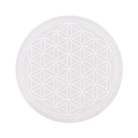 Plaque sélénite A+ fleur de vie 80 mm