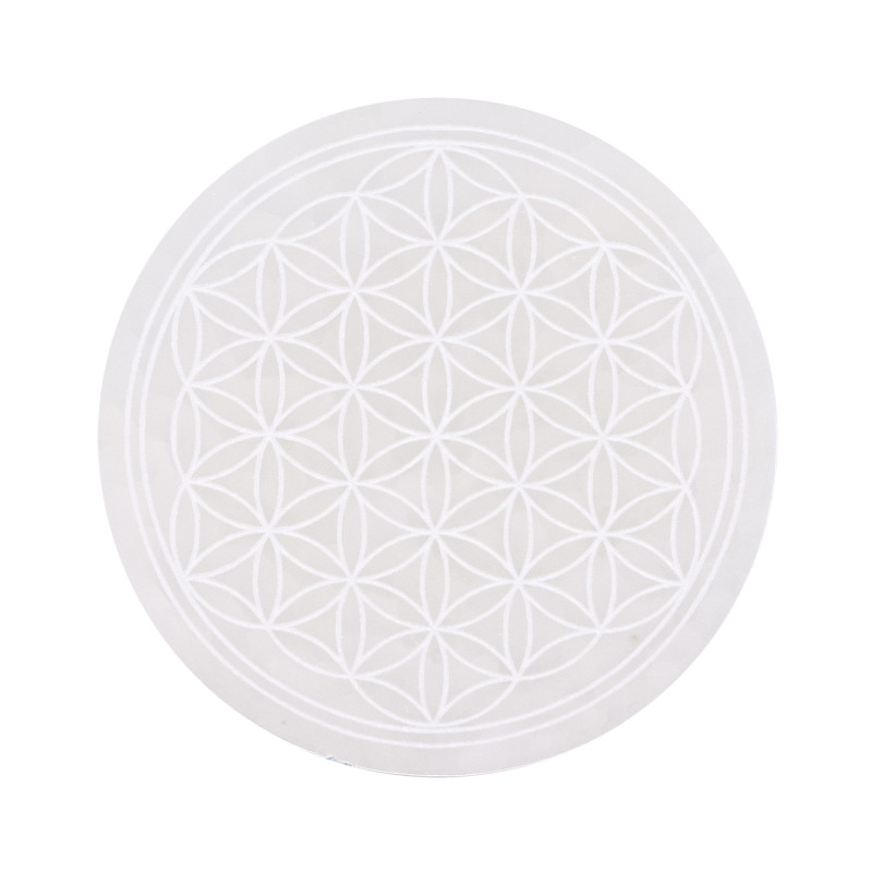 Plaque sélénite A+ fleur de vie 80 mm