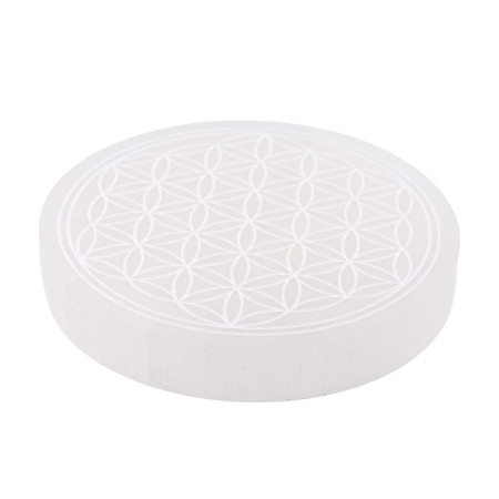 Plaque sélénite A+ fleur de vie 80 mm