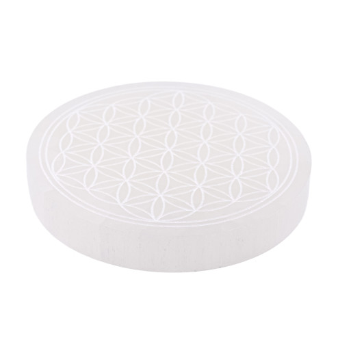 Plaque sélénite A+ fleur de vie 80 mm