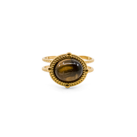 Bague dorée Sahira Oeil de tigre A taille unique