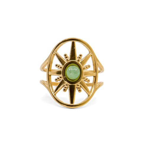 Bague dorée Nova Aventurine verte A taille unique