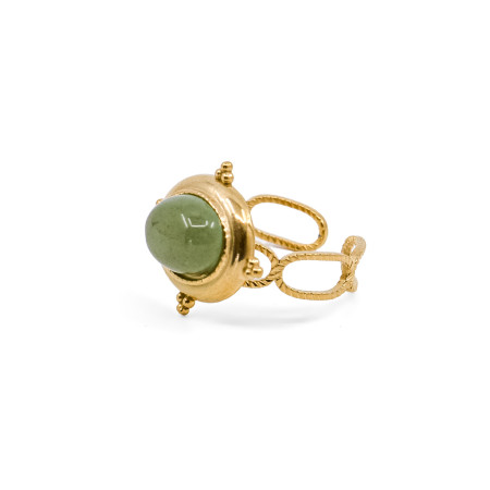 Bague dorée Médina Aventurine verte A taille unique