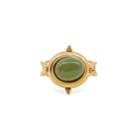 Bague dorée Médina Aventurine verte A taille unique