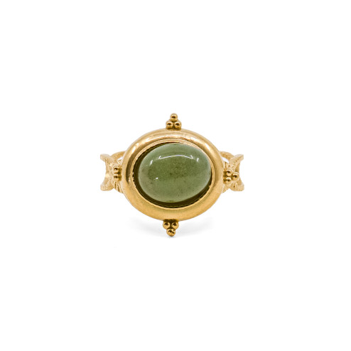Bague dorée Médina Aventurine verte A taille unique