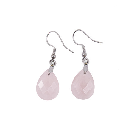 Boucle d'oreille argentée Lyor Quartz rose A
