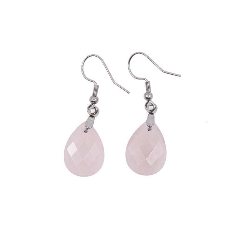 Boucle d'oreille argentée Lyor Quartz rose A