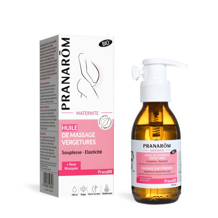 Huile de massage vergetures PranaBB maternité