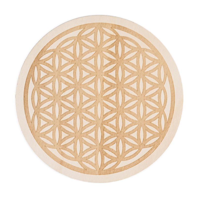 Fleur de vie - Creuse gravée en bois - 100 mm - Modèle 08