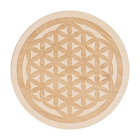 Fleur de vie - Pleine gravée en bois - 100 mm - Modèle 11