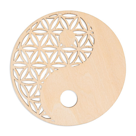 Fleur de vie Yin Yang - Creuse découpée en bois - 100 mm - Modèle 05