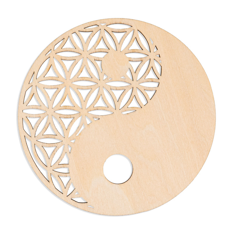 Fleur de vie Yin Yang - Creuse découpée en bois - 100 mm - Modèle 05