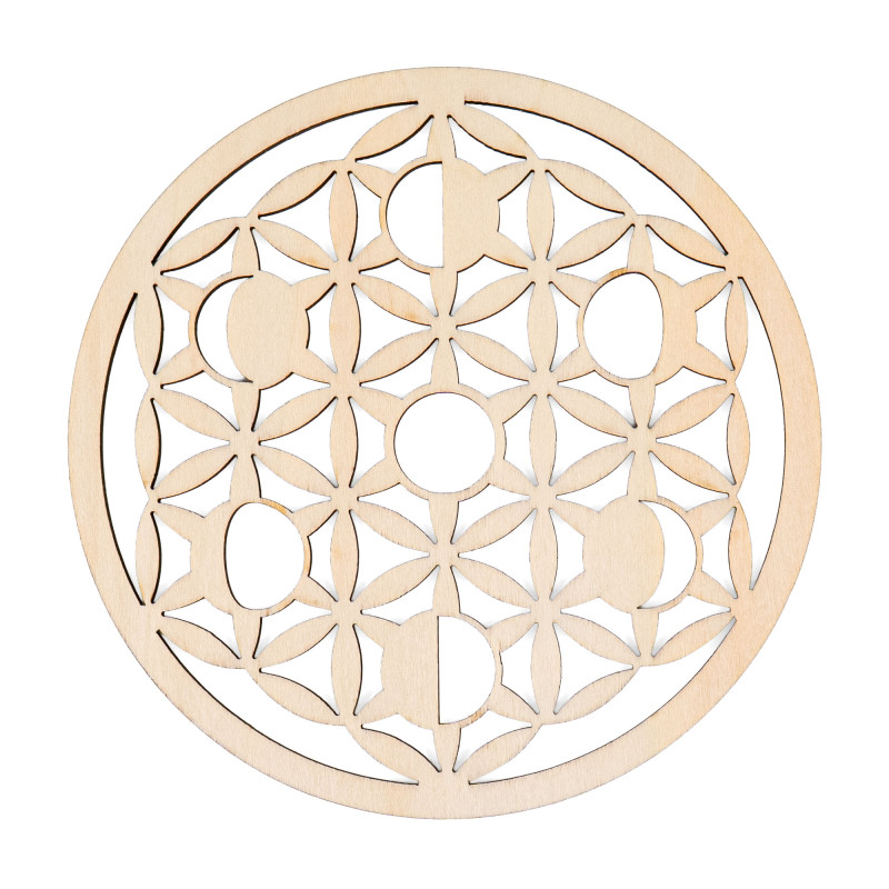 Fleur de vie Phase Lunaire - Pleine découpée en bois - 100 mm - Modèle 04