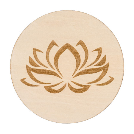 Plaque Fleur de Lotus - Gravée en bois - 100 mm - Modèle 02