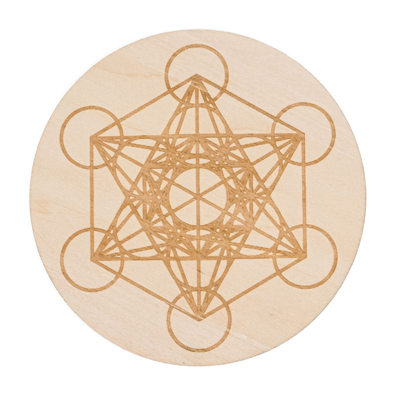 Plaque Cube de Métatron - Gravée en bois - 100 mm - Modèle 13