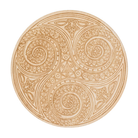 Plaque Symbole triskele arabesque - Gravée en bois - 100 mm - Modèle 19
