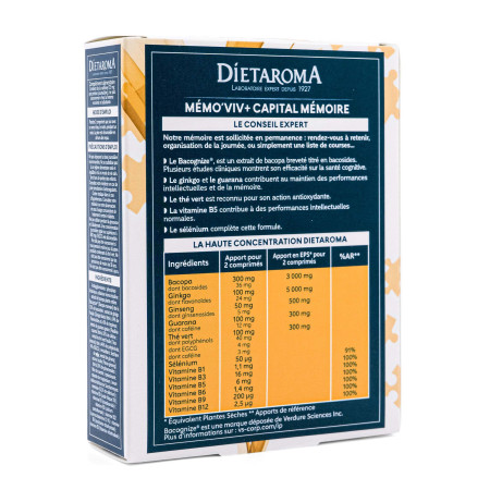 Comprimés Mémo'viv + Capital mémoire - Performances cérébrales et mémoire