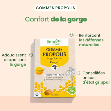 Gommes Propolis Large Spectre Gorge Bio