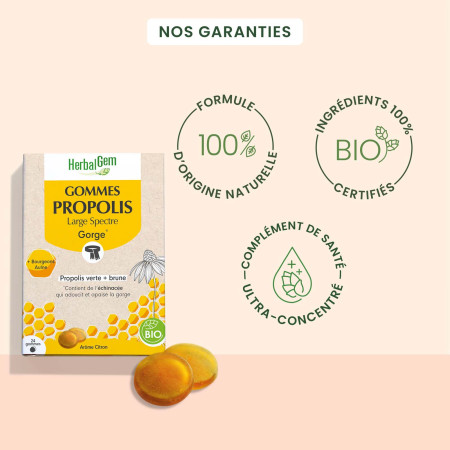 Gommes Propolis Large Spectre Gorge Bio