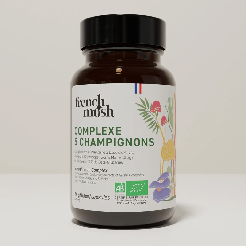 Complément alimentaire à base d'extraits de 5 champignons bio