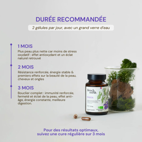 Complément alimentaire à base d'extraits de Chaga bio