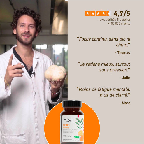 Complément alimentaire à base d'extraits de Lion's mane bio