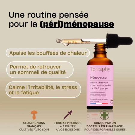 Gouttes Ménopause à base de champignons français bio
