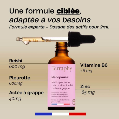 Gouttes Ménopause à base de champignons français bio