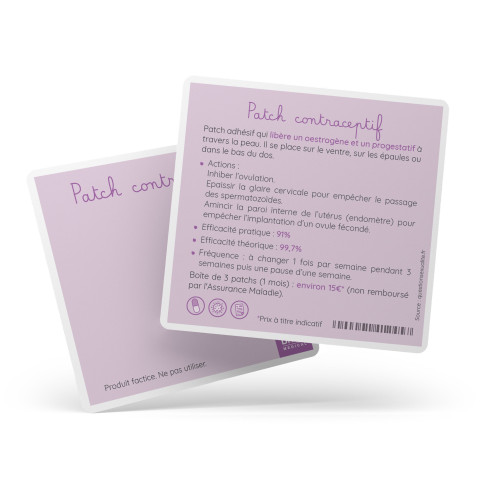Verso de la carte éducative sur le patch contraceptif de démonstration