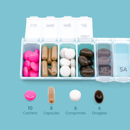 Pilulier 7 cases Box7 Bleu Pastel