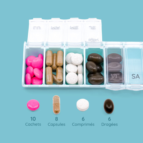 Pilulier 7 cases Box7 Bleu Pastel