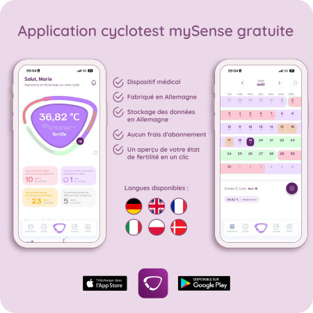 Thermomètre basal connecté mySense de cyclotest pour la symptothermie