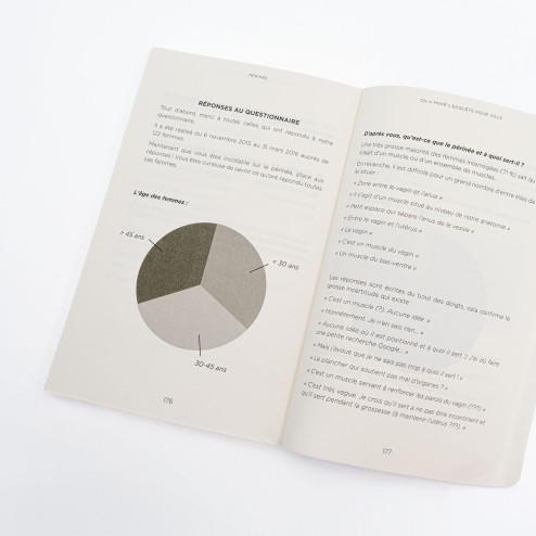 livre sur le périnée et page sur les réponses au questionnaire