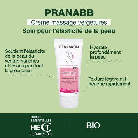 Crème massage vergetures PranaBB maternité