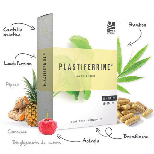 Ingrédients du complément alimentaire Plastiferrine  lactoferrine, centella asiatica bambou, curcuma