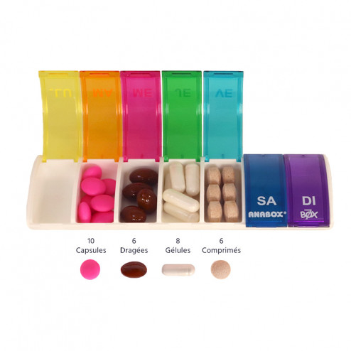 Pilulier 7 cases Box7 Multicolore