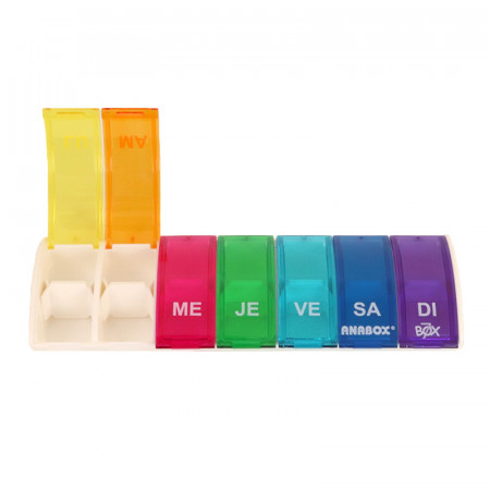 Pilulier 7 cases Box7 Multicolore avec séparateur