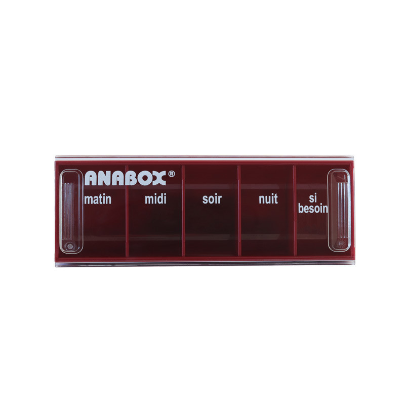 Pilulier Anabox journalier rouge Bordeaux