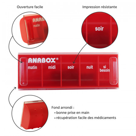 Pilulier Anabox journalier rouge