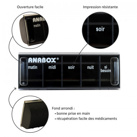 Pilulier Anabox journalier noir