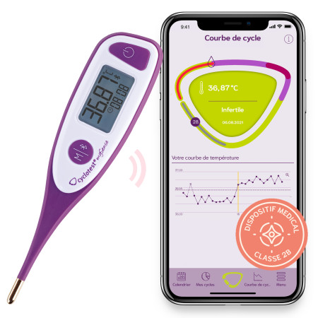 Thermomètre basal connecté mySense de cyclotest pour la symptothermie