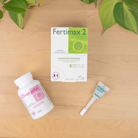 pack trio fertilité ; compléments alimentaires homme et femme, lubrifiant fertilité