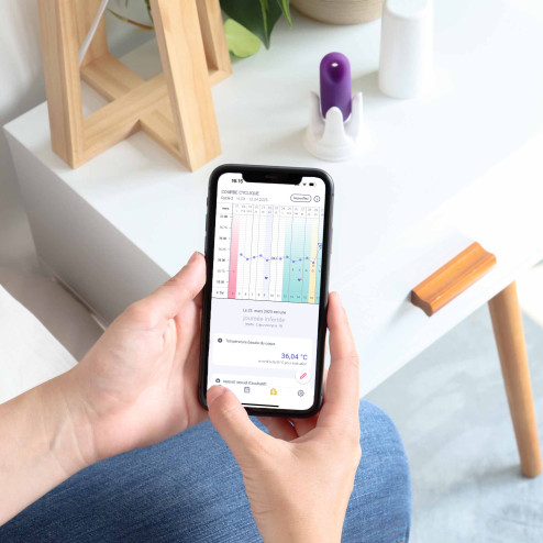 Thermomètre d'ovulation connecté TrackleCatch avec ficelle